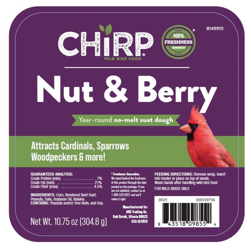 Chirp Nut and Berry No Melt Suet Nut and Berry Suet 10.75 oz