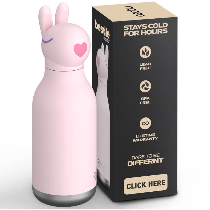 Asobu 16 oz Pink BPA Free Insulated Kids Water Bottle w/Straw