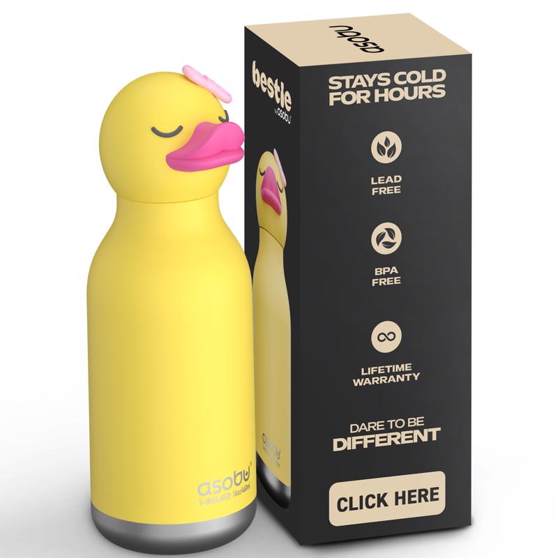 Asobu 16 oz Yellow BPA Free Insulated Kids Water Bottle w/Straw