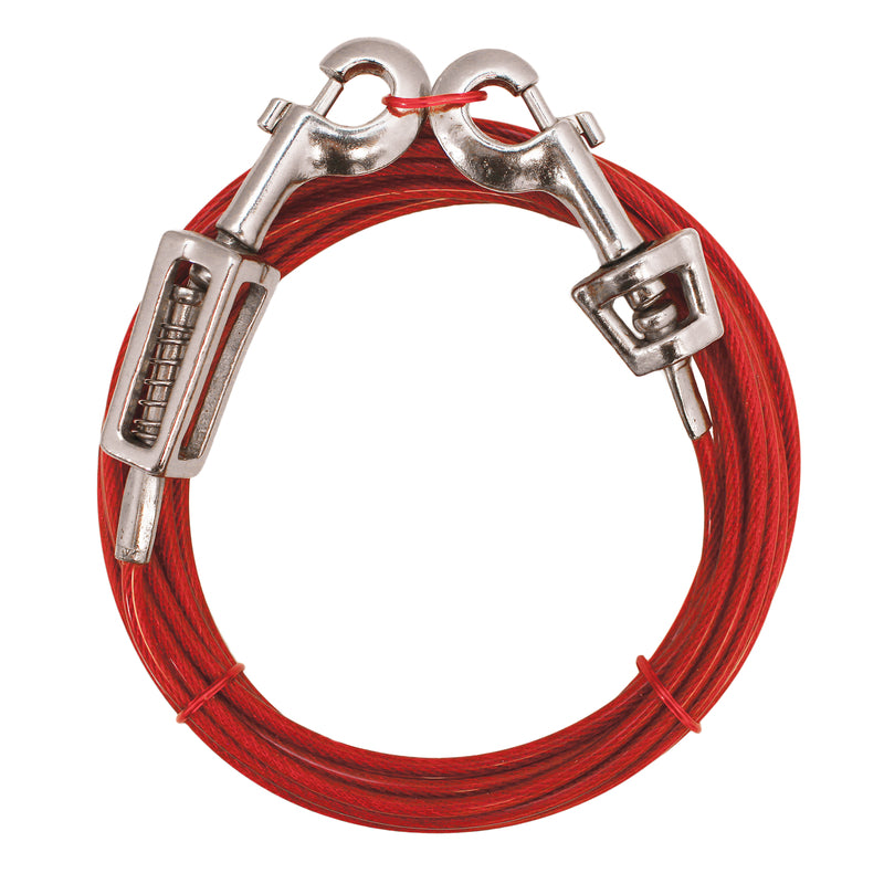 PDQ Red Tie-Out with Spring Vinyl Coated Cable Dog Tie Out Large