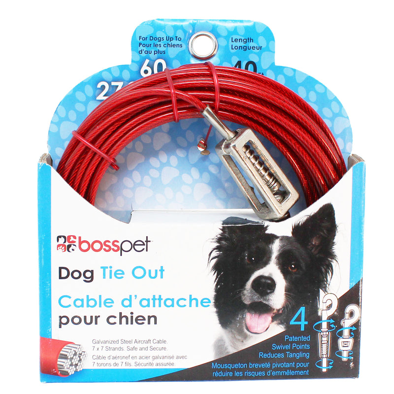 PDQ Red Vinyl Coated Cable Dog Tie Out Large
