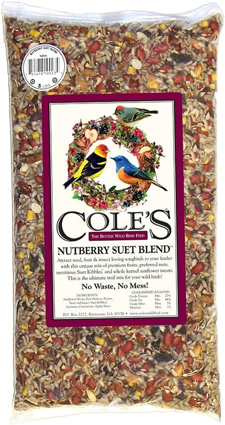 Cole's NB05 Nutberry Suet Blend Bird Seed, 5-Pound (Pack of 6)