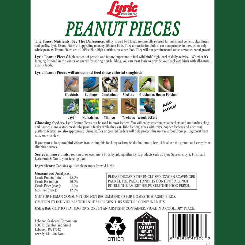 Lyric Chickadee and Nuthatch Peanut Pieces Wild Bird Food 5 lb