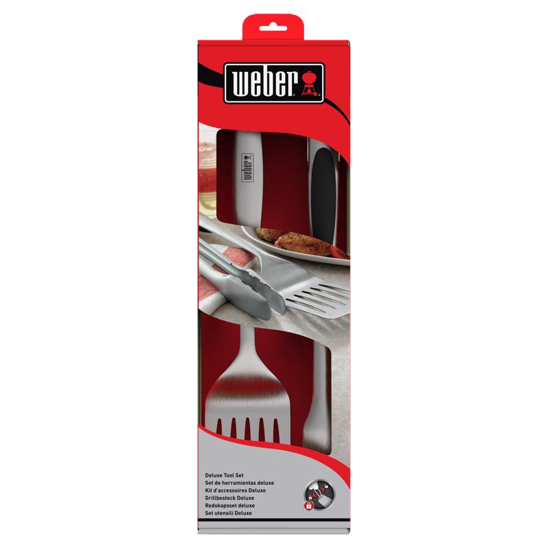Weber Deluxe Stainless Steel Black/Silver Grill Tool Set 2 pc