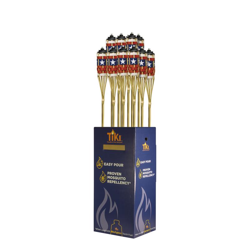 TIKI Easy Pour Multi-color Bamboo 57 in. American Flag Bamboo Torch 1 pc
