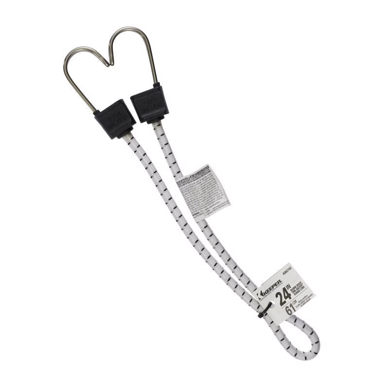 Keeper Black/White Bungee Cord 24 in. L X 0.315 in. 1 pk
