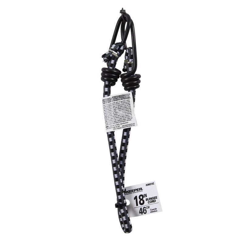 Keeper Black/White Bungee Cord 18 in. L X 0.315 in. 1 pk