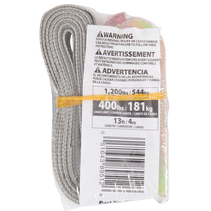 Keeper 1 in. W X 13 ft. L Gray Tie Down w/Ratchet 400 lb 1 pk