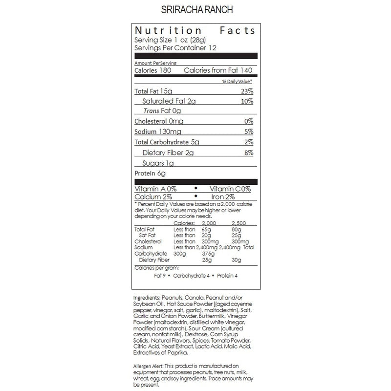 Carolina Nut Co. Sriracha Ranch Peanuts 12 oz Can