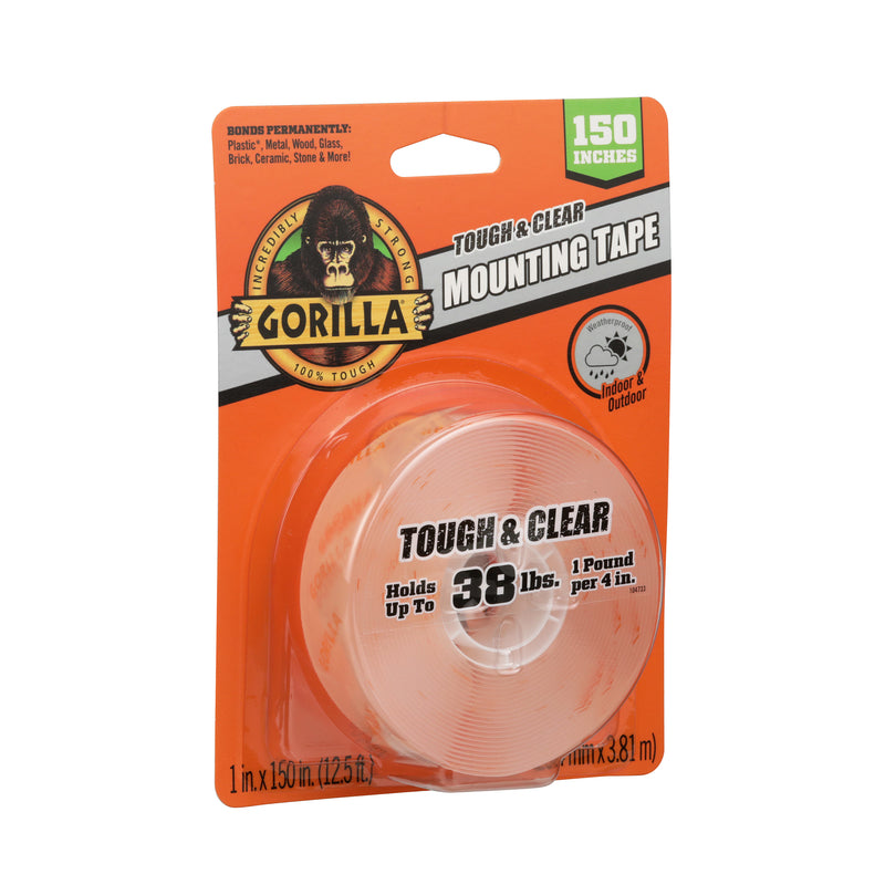 Gorilla Double Sided 1 in. W X 150 in. L Mounting Tape Clear