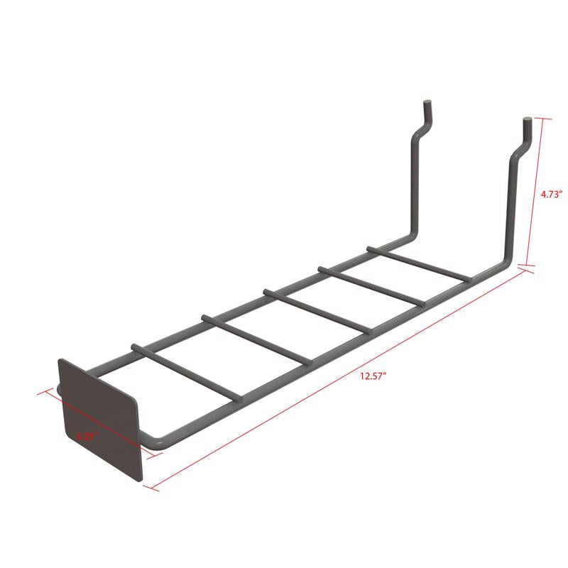 5 in. H X 3 in. W X 13 in. D Black Metal Shelf Bracket Holder-Small Pegboard Display