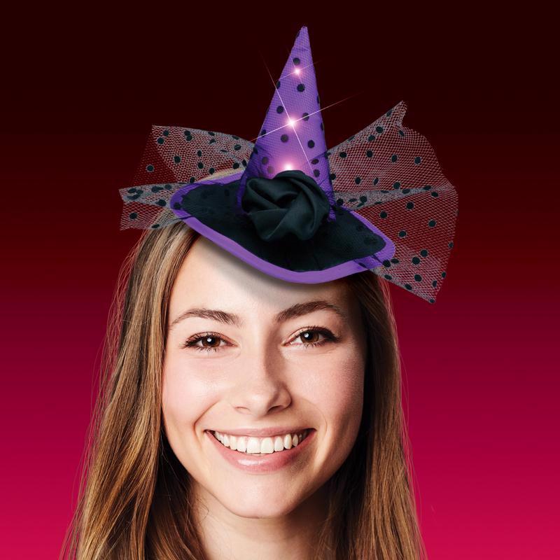 Magic Seasons Multicoloured 5 in. Prelit Witch Hat Headbands Halloween Decor