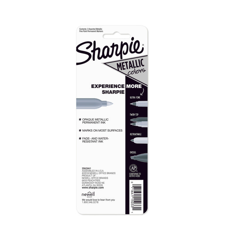 Sharpie Assorted Fine Tip Metallic Marker 3 pk