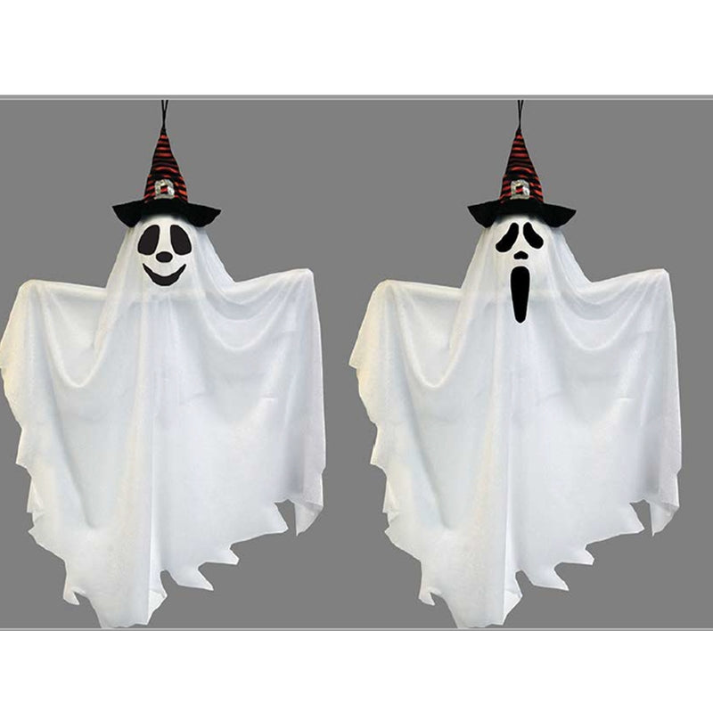 Fun World 27 in. Friendly Ghost with Hat Hanging Decor