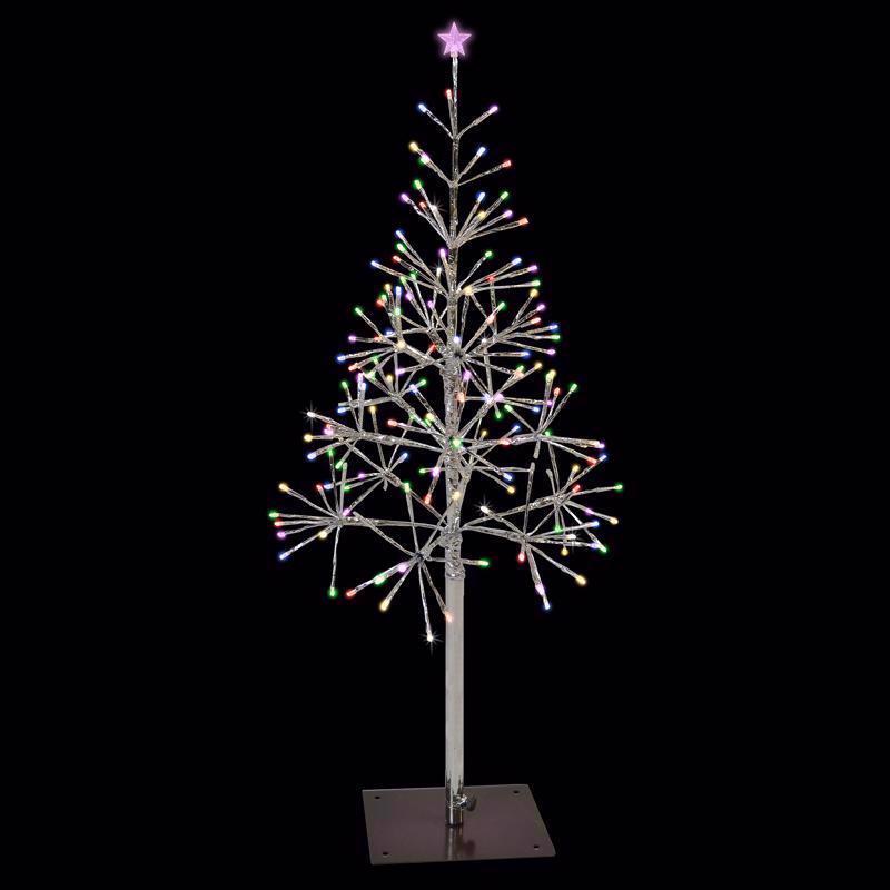 Celebrations Platinum LED Multi Shimmering Tree 4.5 ft. Pathway Decor
