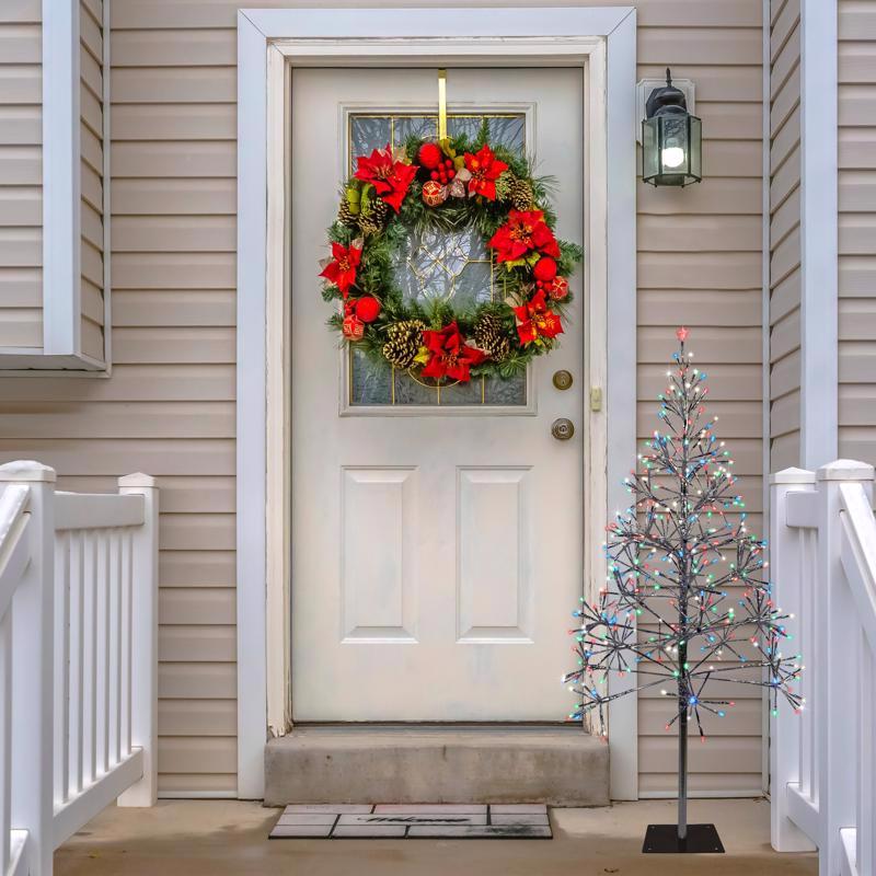 Celebrations Platinum LED Multi Shimmering Tree 4.5 ft. Pathway Decor
