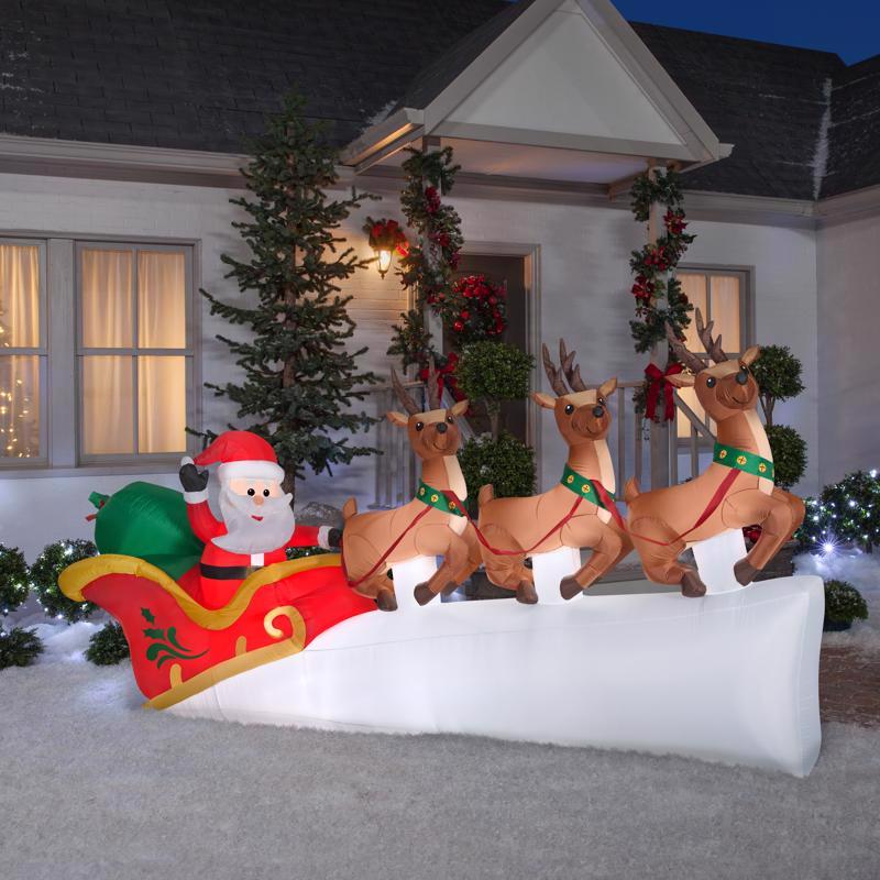 Gemmy Airblown LED Santa in Sleigh Scene 5 ft. Inflatable