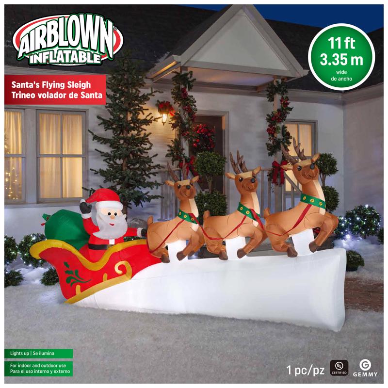 Gemmy Airblown LED Santa in Sleigh Scene 5 ft. Inflatable