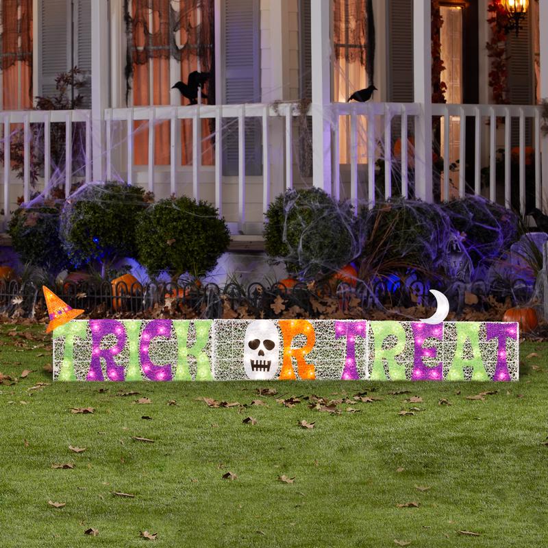 Gemmy Flat-tastics 16 in. LED Prelit Trick-or-Treat Yard Sign Halloween Decor