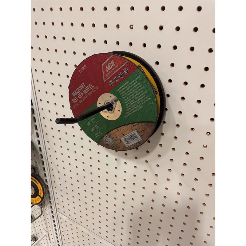 3 in. H X 1 in. W X 7 in. D Black Metal Grinding Wheel Hook Pegboard Display