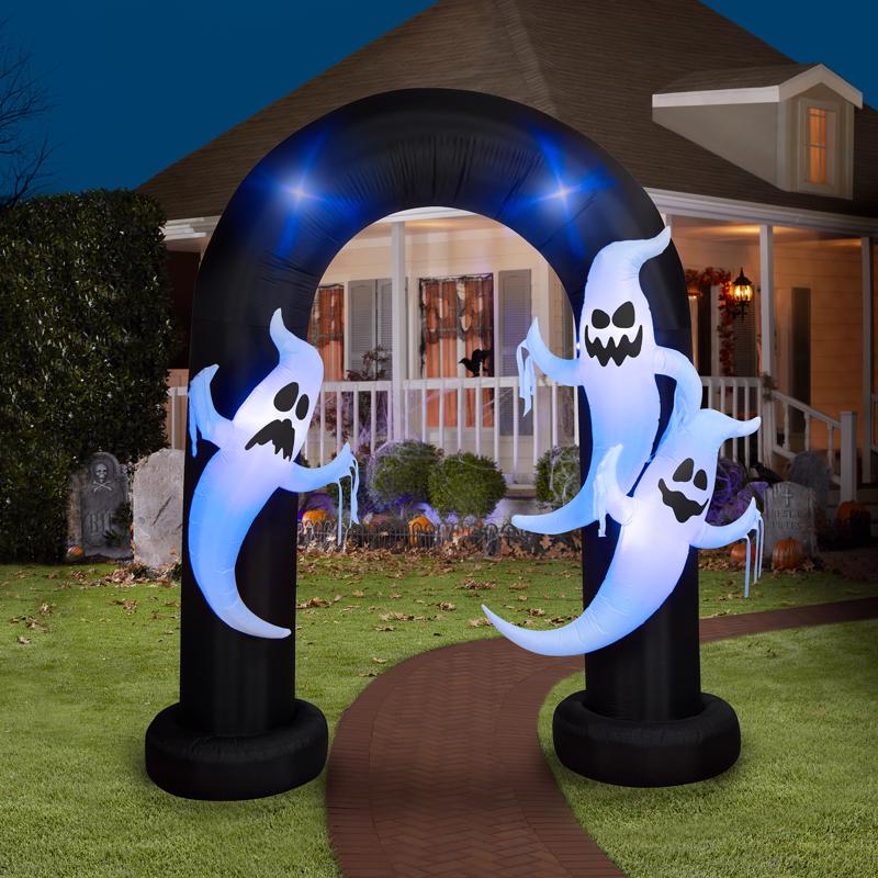 Gemmy 9 ft. LED Prelit Archway Trio Ghost Inflatable