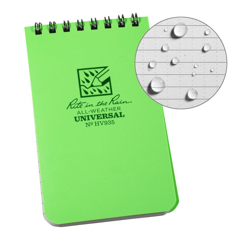 Rite in the Rain 3 in. W X 5 in. L College Ruled Top-Spiral Lime Green All-Weather Notebook