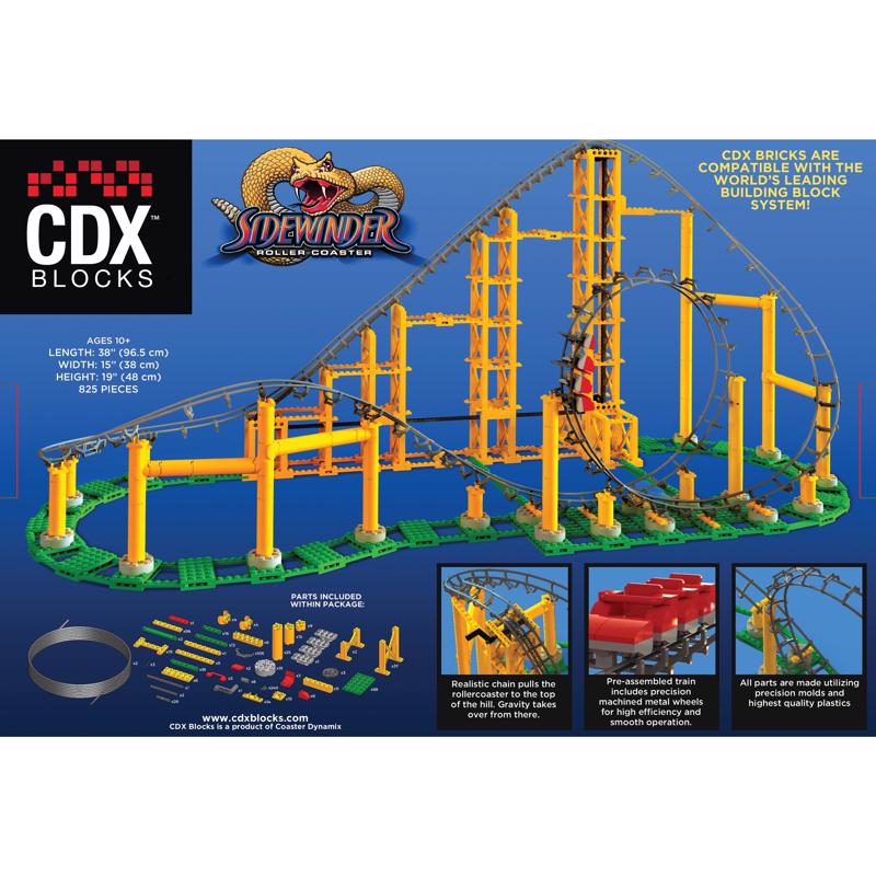 Coaster Dynamix CDX Blocks Sidewinder Roller Coaster Metal/Plastic Multicolored 825 pc