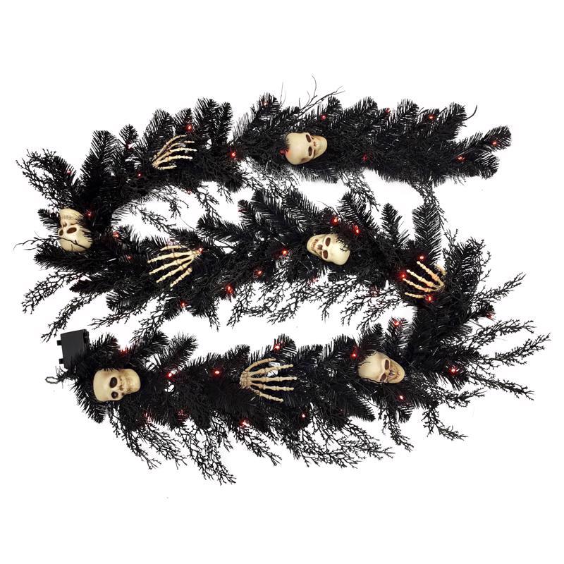 GARLAND SKULL B/O BLK 9'