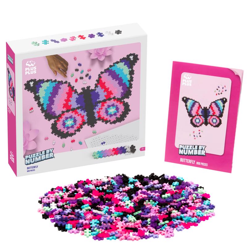 Plus Plus Puzzle By Number Butterfly Puzzle Polyethylene Multicolored 800 pc