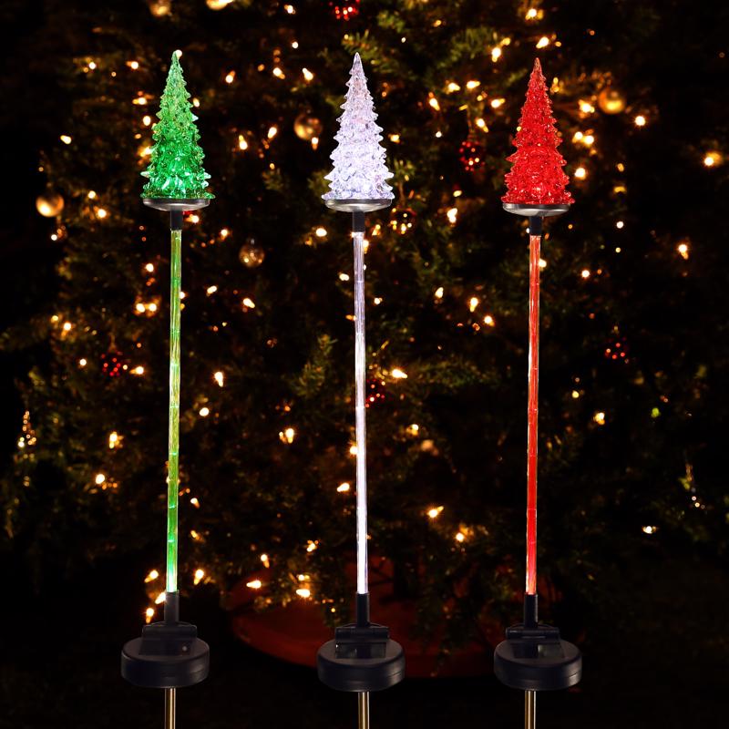 Alpine Solar Multi Christmas Tree 33 in. Garden Stake