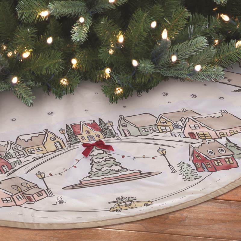 Dyno White/Warm Gray Tree Village Tree Skirt