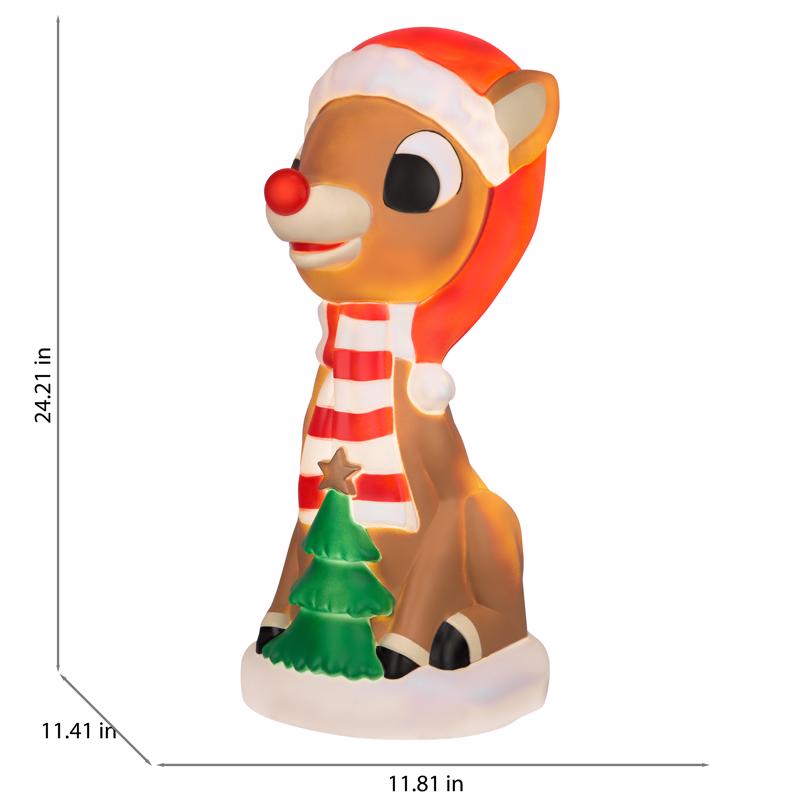 Rudolph LED Rudolph with Christmas Tree 24 in. Blow Mold