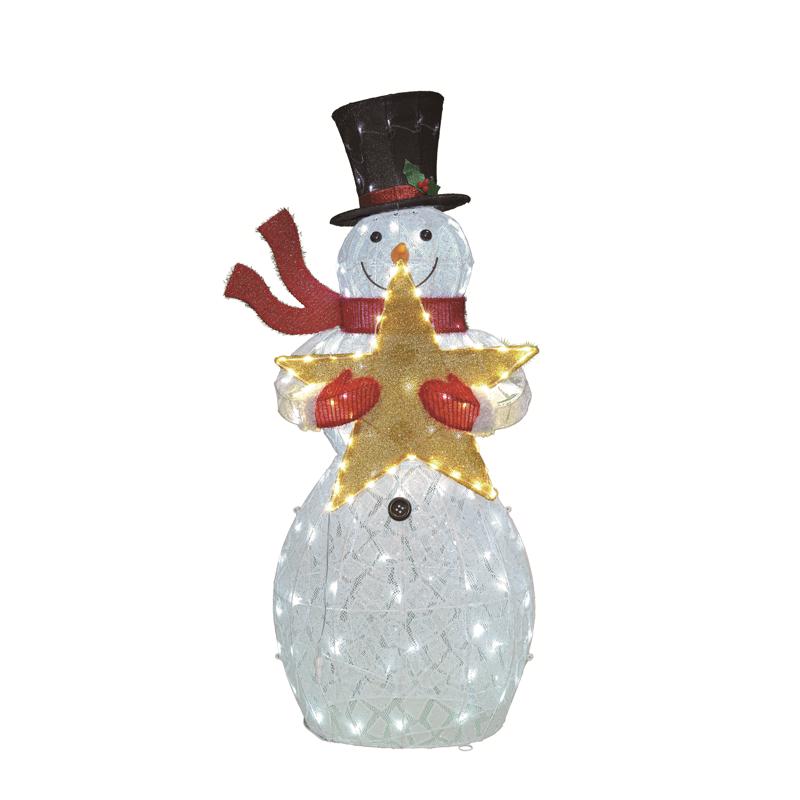 Celebrations LED Snowman with Top Hat, Scarf and Star 52 in. Yard Decor