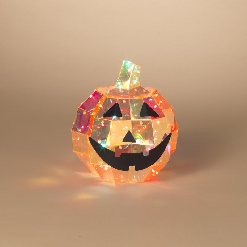 Gerson 10 in. Holographic Halloween Pumpkin Halloween Decor