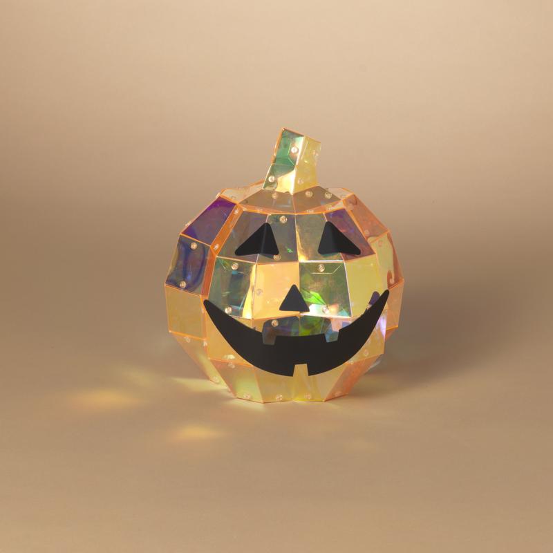 Gerson 10 in. Holographic Halloween Pumpkin Halloween Decor