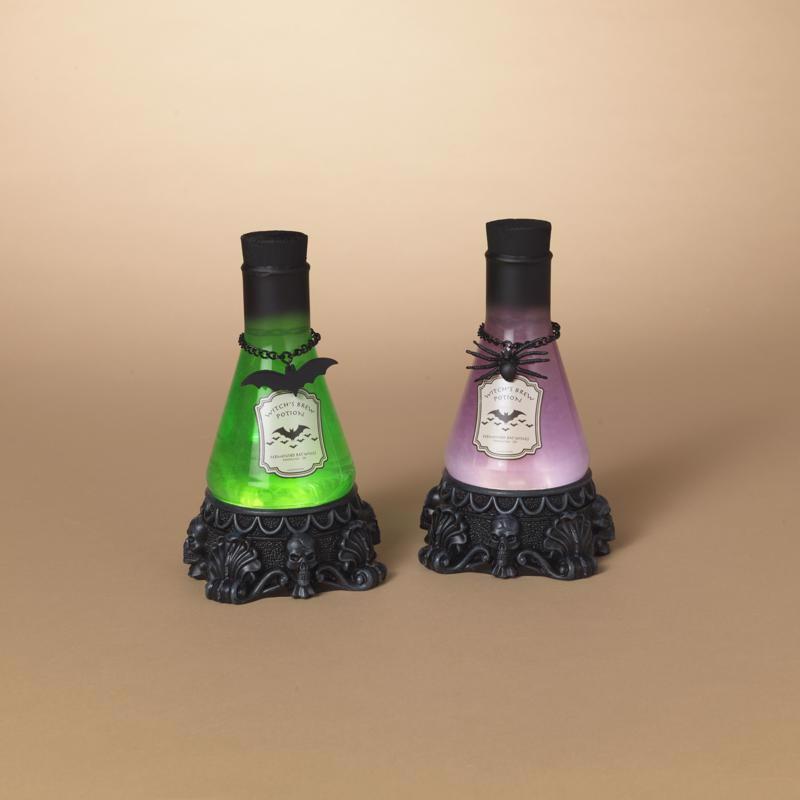 Gerson 8 in. Spinning Lighted Smoky Water Globe Potion Bottles Halloween Decor