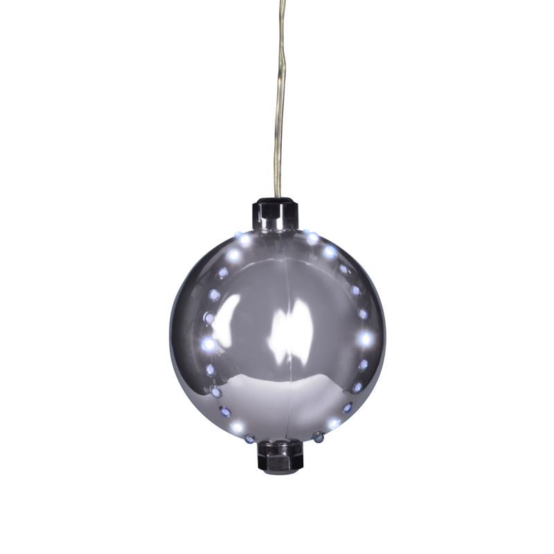 Celebrations LED Silver Snow Fall Ornament 4 in. Hanging Decor