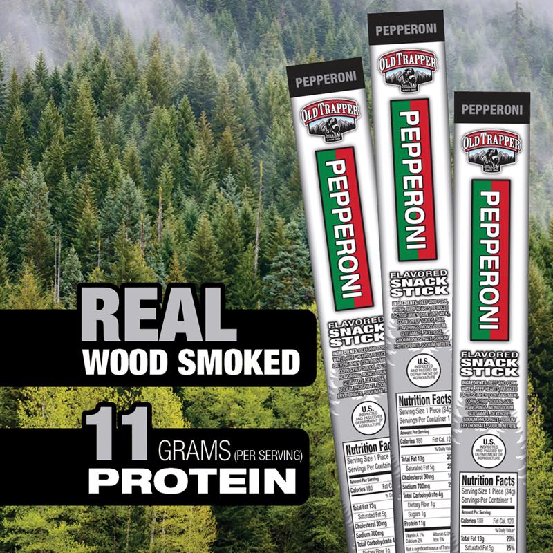 Old Trapper Pepperoni Snack Stick 1.2 oz Shrink Wrapped
