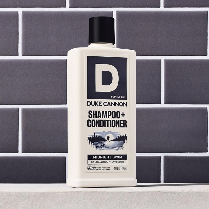 Duke Cannon Midnight Swim Sandalwood + Lavender Scent Shampoo Plus Conditioner 14 oz 1 pk