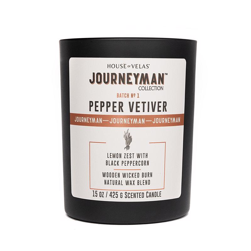 House of Velas Journeyman Black Black Pepper Vetiver Scent Candle 15 oz