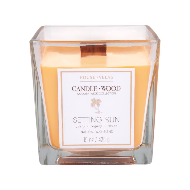 House of Velas Candlewood Light Orange Setting Sun Scent Candle 15 oz