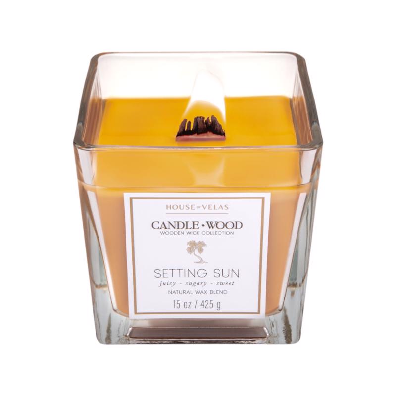 House of Velas Candlewood Light Orange Setting Sun Scent Candle 15 oz
