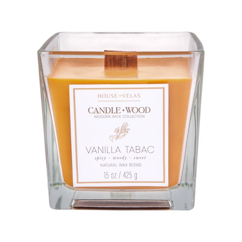 House of Velas Candlewood Light Brown Vanilla Tabac Scent Candle 15 oz