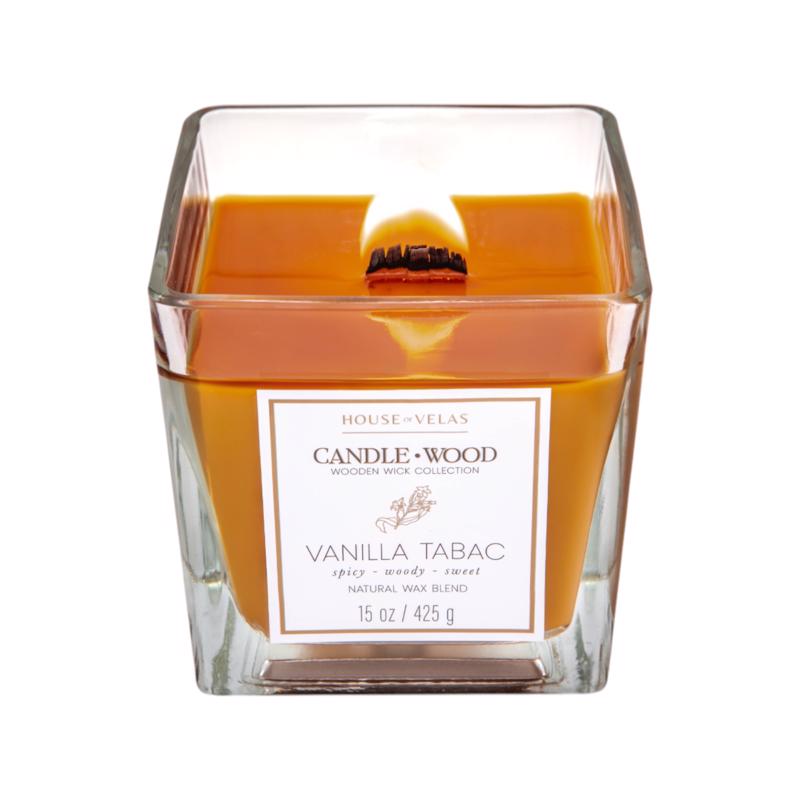 House of Velas Candlewood Light Brown Vanilla Tabac Scent Candle 15 oz