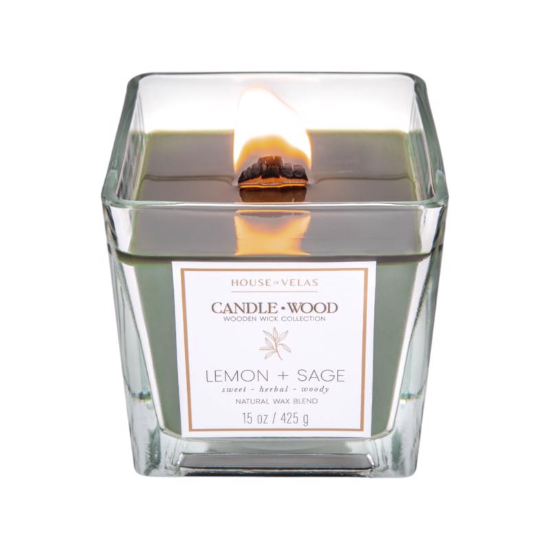 House of Velas Candlewood Green Lemongrass Sage Scent Candle 15 oz