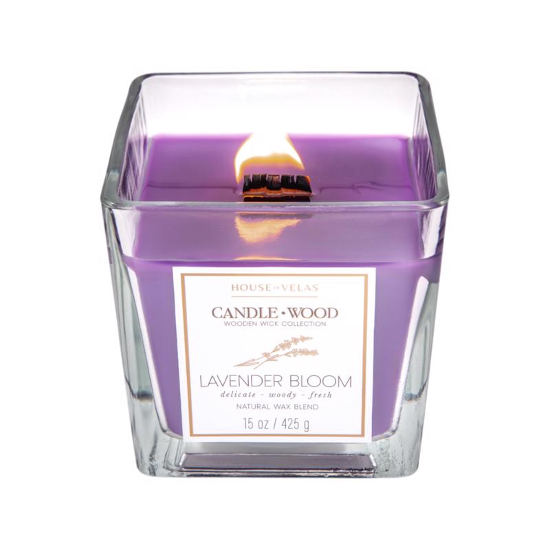 House of Velas Candlewood Purple Lavender Bloom Scent Candle 15 oz