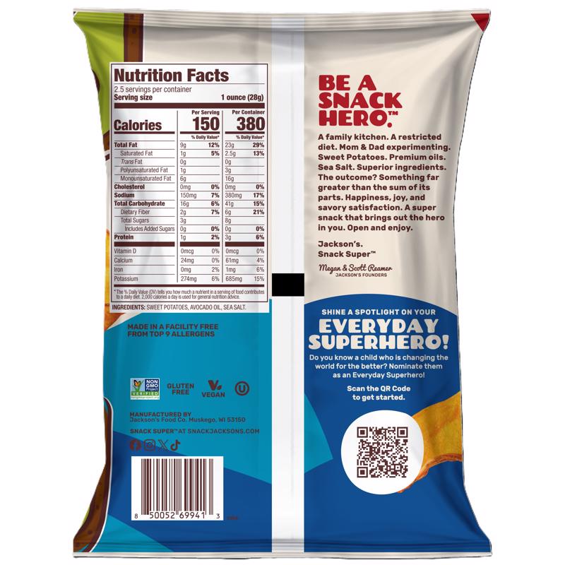 Jackson's Sea Salt Kettle Cooked Potato Chips 2.5 oz Bagged