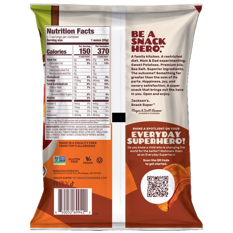 Jackson's Carolina BBQ Kettle Cooked Potato Chips 2.5 oz Bagged