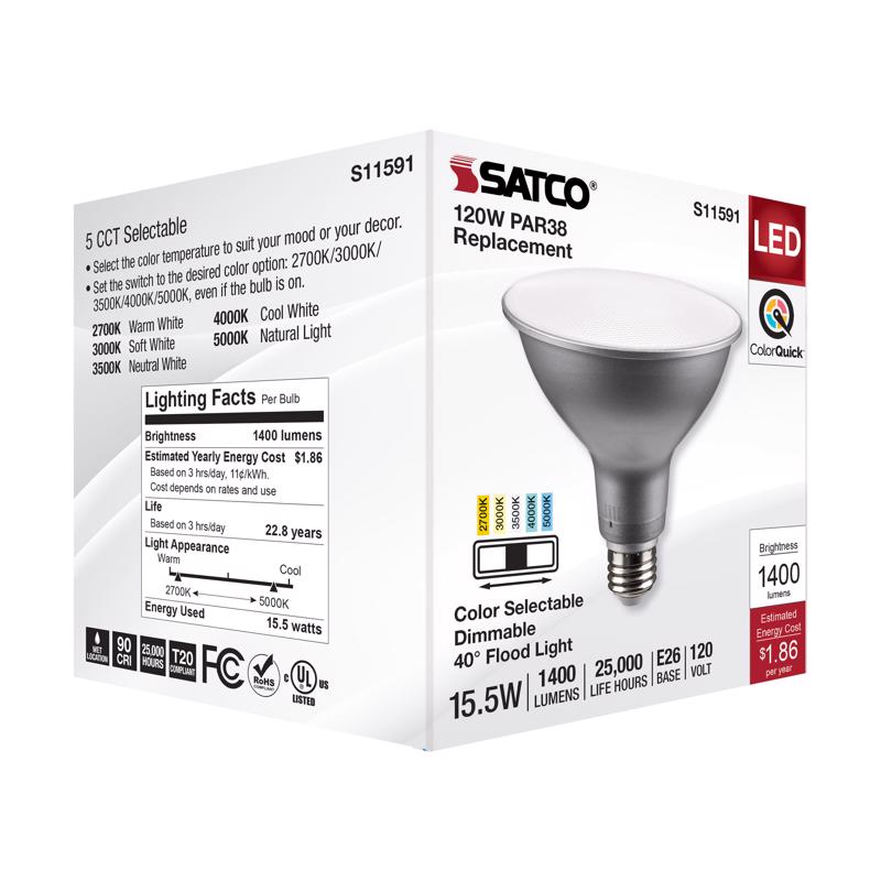 Satco PAR38 E26 (Medium) LED Bulb Tunable White/Color Changing 120 Watt Equivalence 1 pk