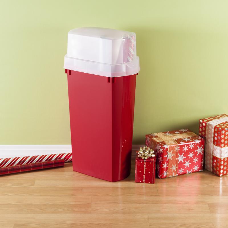 Sterilite Wrap Box 30 in. Clear/Red Wrapping Paper Storage Container 30 in. H X 10.75 in. W X 17.13